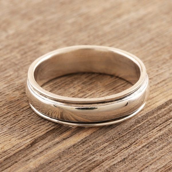 Alternate image for Simple Sterling Silver Meditation Ring Thoughtful Repose