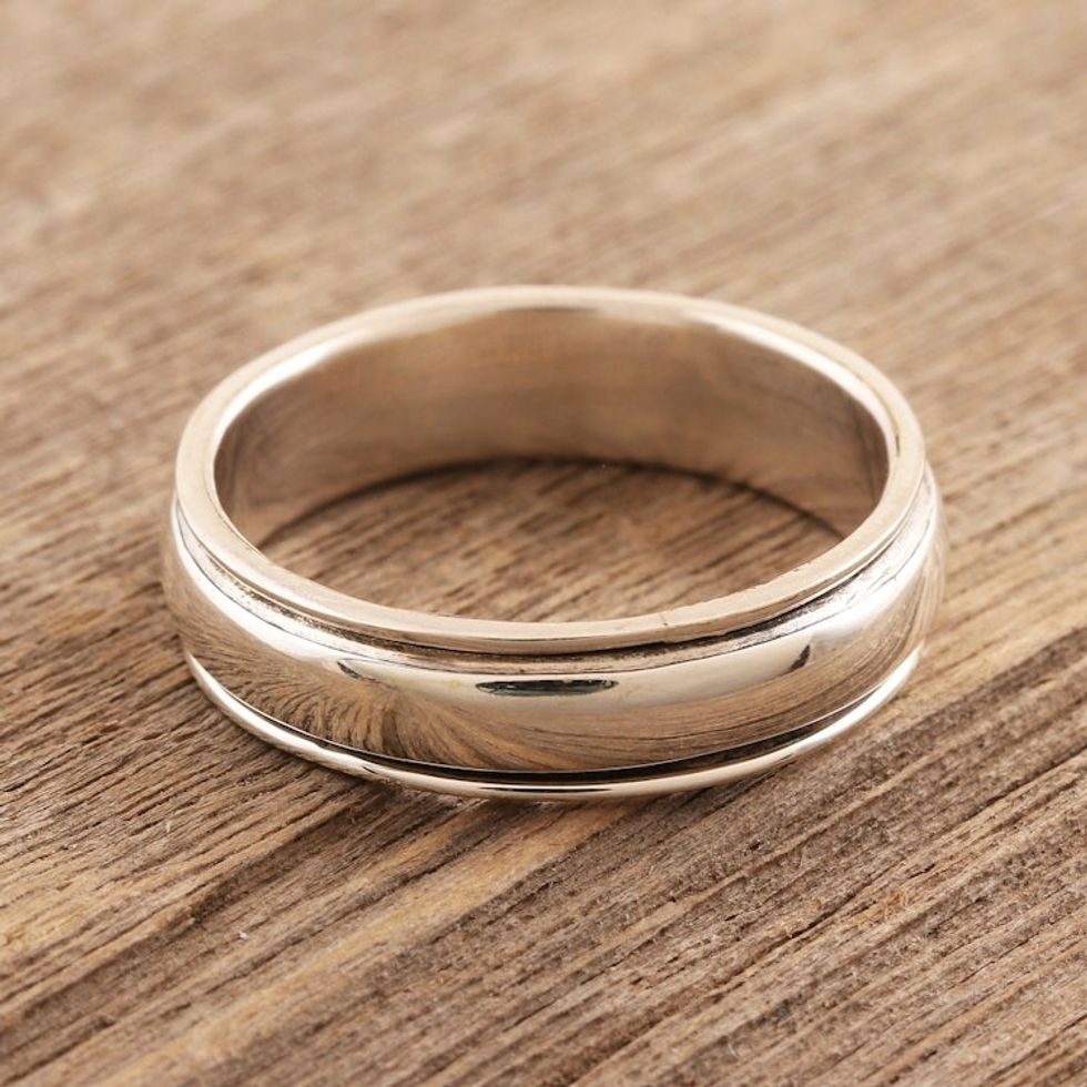Simple Sterling Silver Meditation Ring 'Thoughtful Repose'
