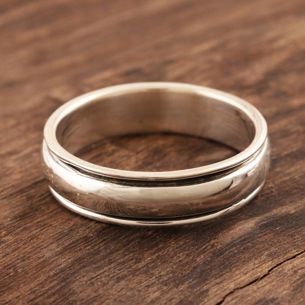 Alternate image for Simple Sterling Silver Meditation Ring Thoughtful Repose