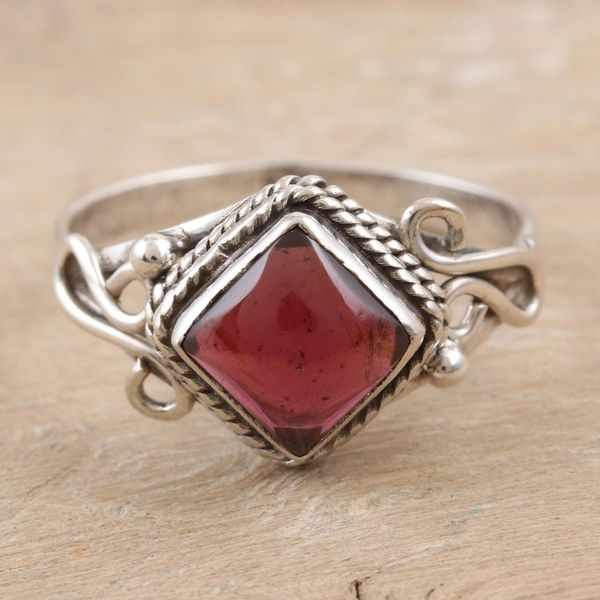 Alternate image for Garnet and Sterling Silver Cocktail Ring Fly a Kite