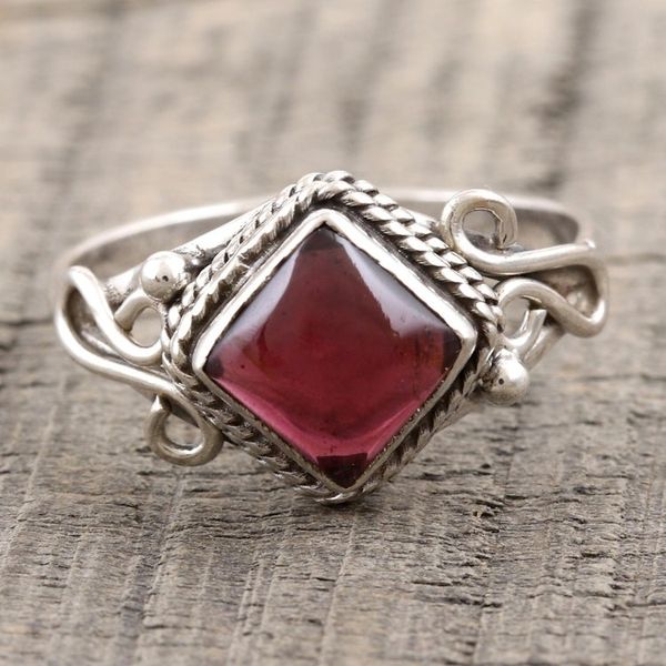 Alternate image for Garnet and Sterling Silver Cocktail Ring Fly a Kite