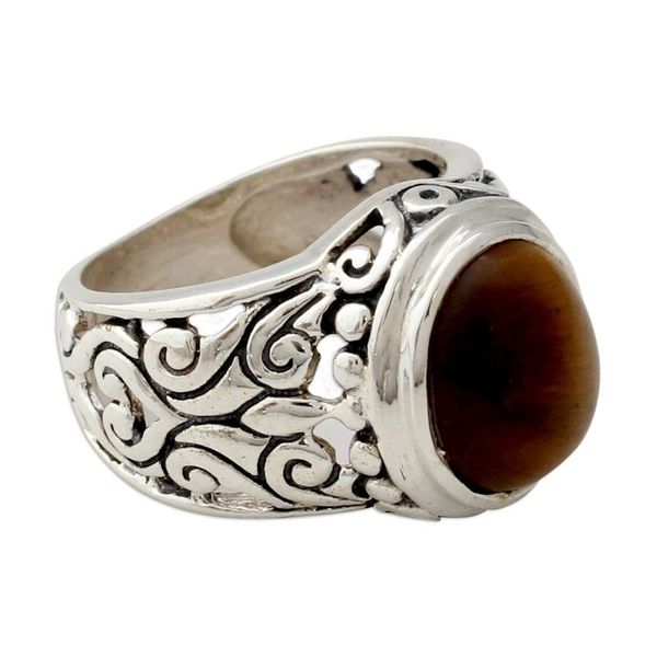 Alternate image for Tigers Eye and Sterling Silver Cocktail Ring from India Earthy Romance