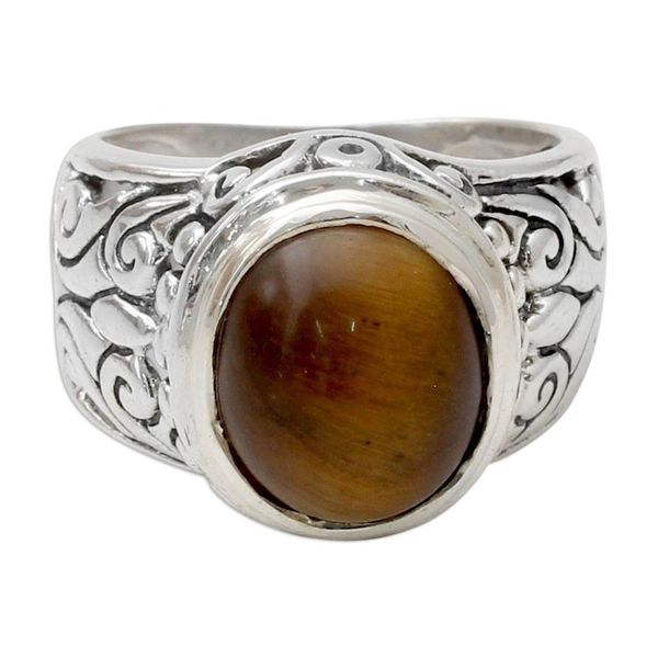 Alternate image for Tigers Eye and Sterling Silver Cocktail Ring from India Earthy Romance