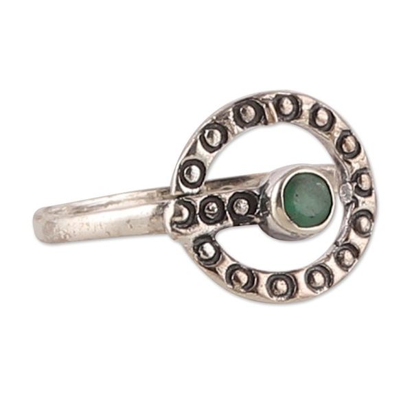 Alternate image for Classic Faceted Emerald and Sterling Silver Cocktail Ring Emerald Queen