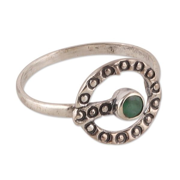Alternate image for Classic Faceted Emerald and Sterling Silver Cocktail Ring Emerald Queen
