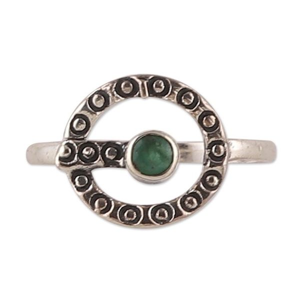 Alternate image for Classic Faceted Emerald and Sterling Silver Cocktail Ring Emerald Queen