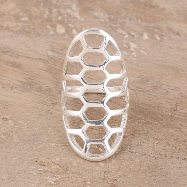 Alternate image for High-Polish Sterling Silver Cocktail Ring from India Appealing Glimmer