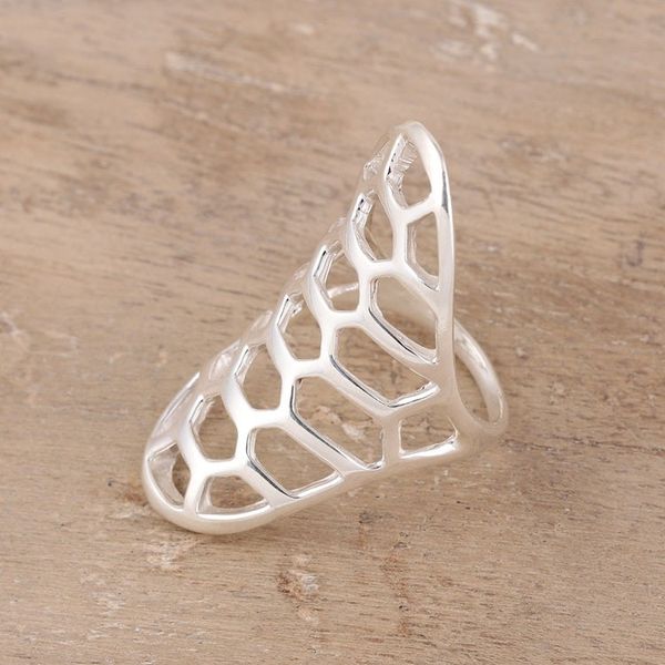 Alternate image for High-Polish Sterling Silver Cocktail Ring from India Appealing Glimmer