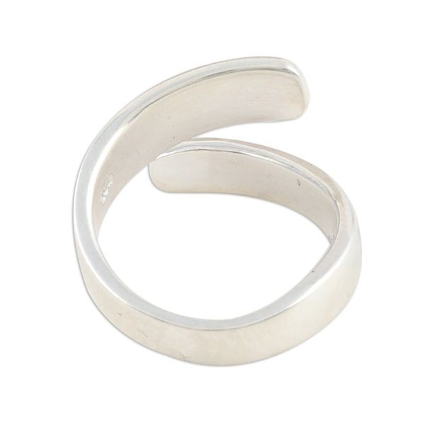 Alternate image for Sterling Silver Wrap Ring Namaste Lotus Inscription Lotus Namaste