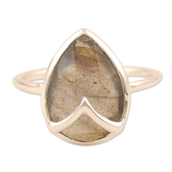 Alternate image for Labradorite and Sterling Silver Single Stone Ring Cool Drink in Iridescent