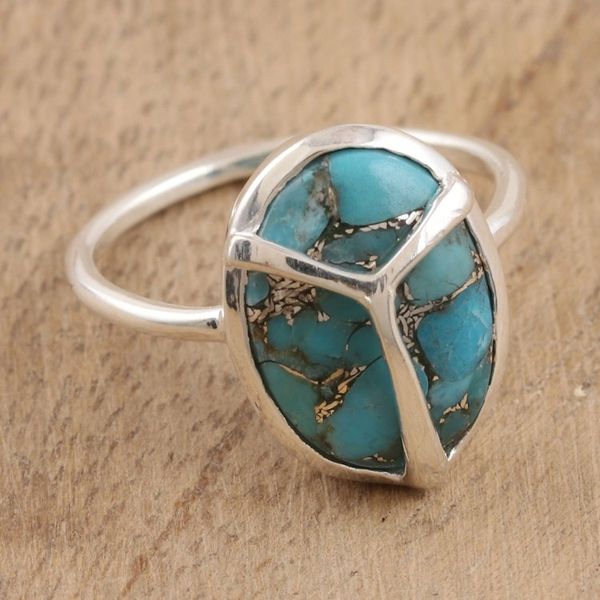 Alternate image for Composite Turquoise Cocktail Ring Modern Scarab