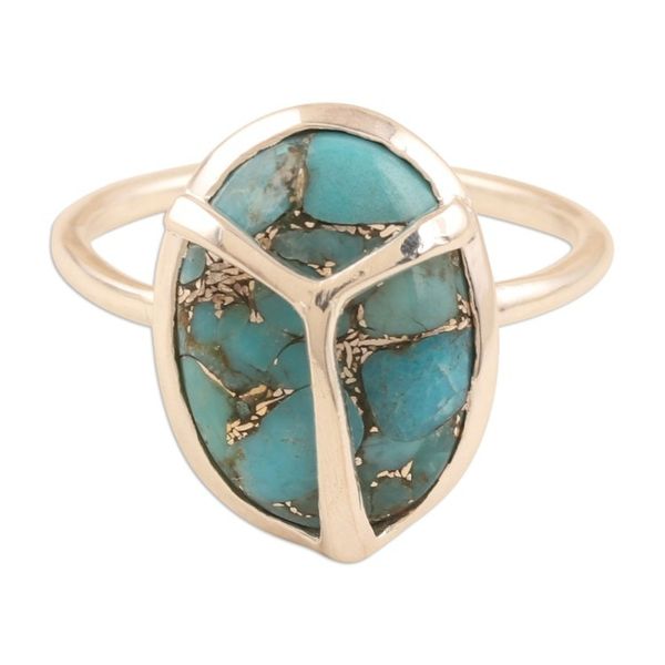 Alternate image for Composite Turquoise Cocktail Ring Modern Scarab