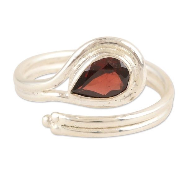 Alternate image for Sterling Silver Wrap Ring with Faceted Garnet Stone Passion Glory