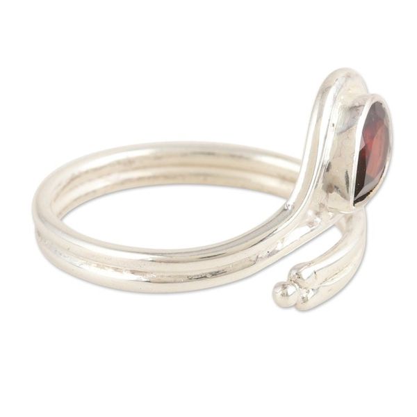 Alternate image for Sterling Silver Wrap Ring with Faceted Garnet Stone Passion Glory