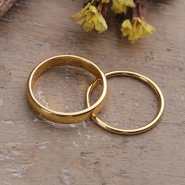 Alternate image for Set of 2 Polished 18k Gold-Plated Stacking Band Rings Victorious Duo