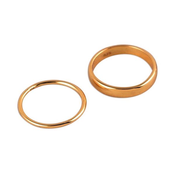 Alternate image for Set of 2 Polished 18k Gold-Plated Stacking Band Rings Victorious Duo