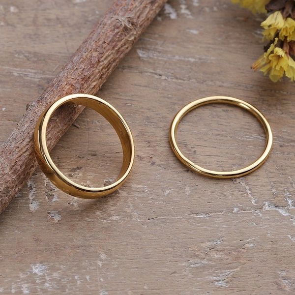 Alternate image for Set of 2 Polished 18k Gold-Plated Stacking Band Rings Victorious Duo