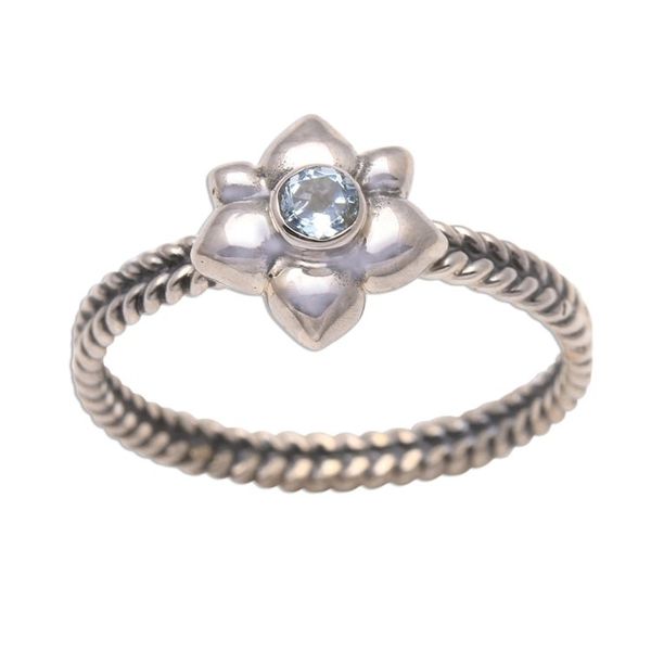 Alternate image for Floral Sterling Silver and Aquamarine Ring March Daffodil