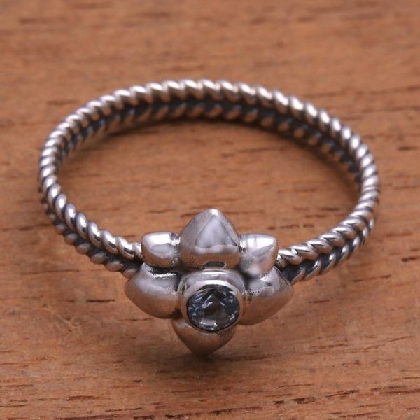 Alternate image for Floral Sterling Silver and Aquamarine Ring March Daffodil