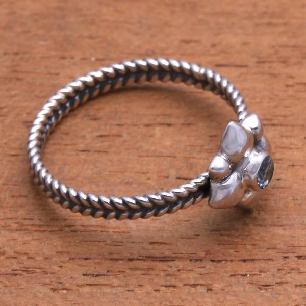Alternate image for Floral Sterling Silver and Aquamarine Ring March Daffodil