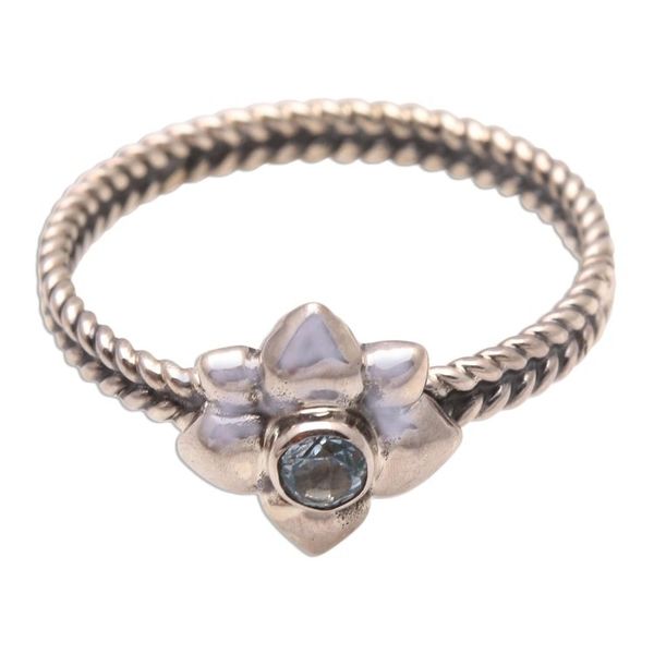 Alternate image for Floral Sterling Silver and Aquamarine Ring March Daffodil