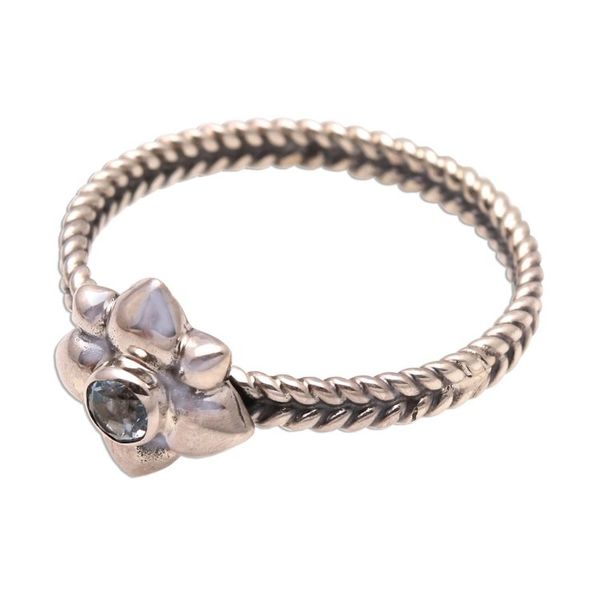 Alternate image for Floral Sterling Silver and Aquamarine Ring March Daffodil