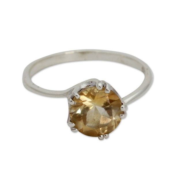 Alternate image for Handcrafted Sterling Silver Solitaire Citrine Ring Delhi Crown