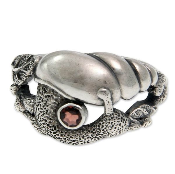 Alternate image for Garnet cocktail ring Balinese Snail