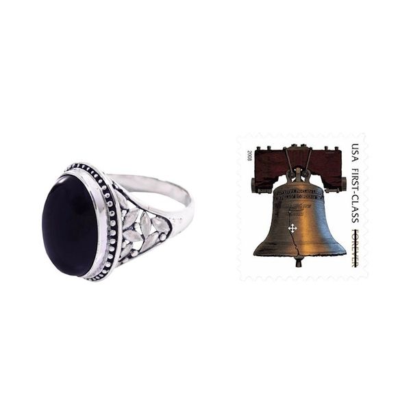 Alternate image for Onyx and Silver Ring from Indonesia Black Bamboo