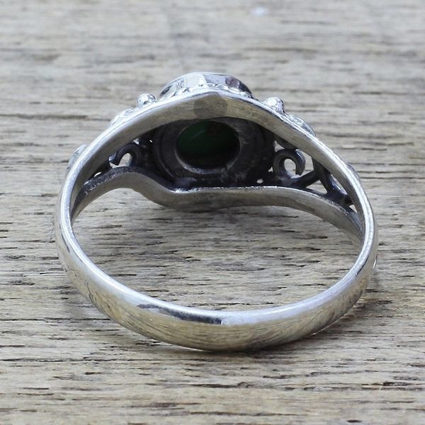 Alternate image for Silver Green Composite Turquoise Cocktail Ring India Harmonic Green