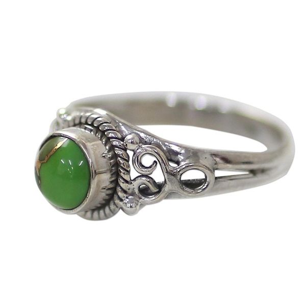 Alternate image for Silver Green Composite Turquoise Cocktail Ring India Harmonic Green