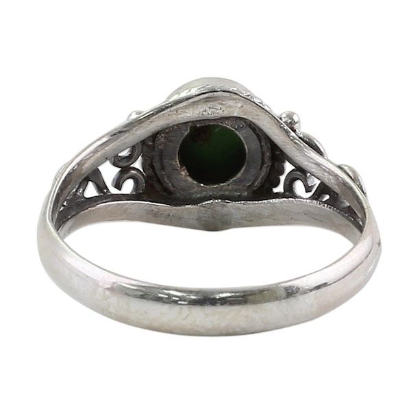 Alternate image for Silver Green Composite Turquoise Cocktail Ring India Harmonic Green