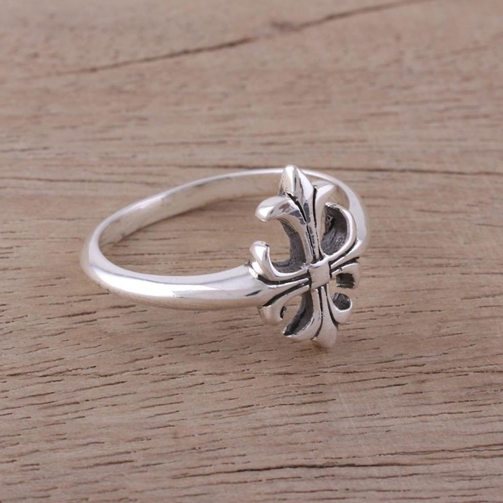 Handcrafted Sterling Silver Cross Cocktail Ring from India 'Indian Cross'