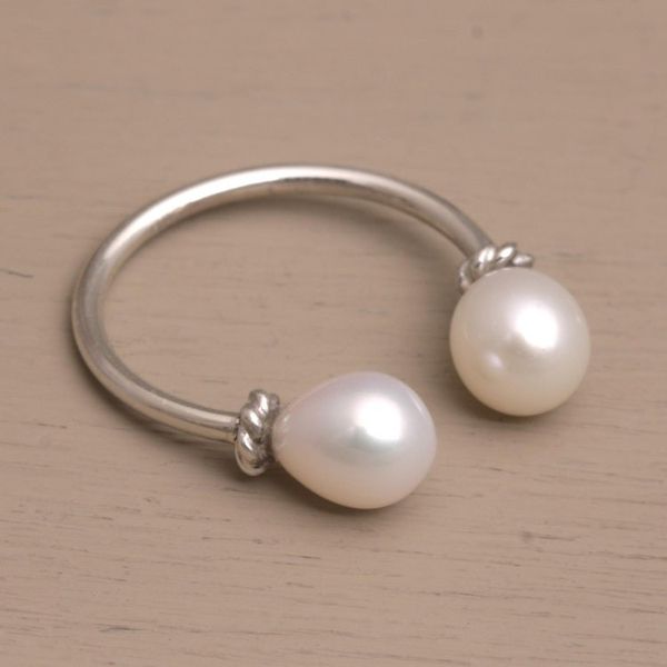 Alternate image for Cultured Pearl and Sterling Silver Wrap Ring Moonlights End