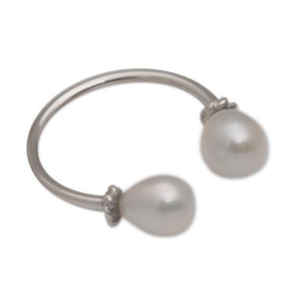 Alternate image for Cultured Pearl and Sterling Silver Wrap Ring Moonlights End