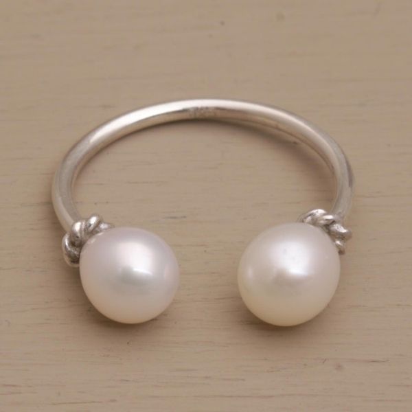 Alternate image for Cultured Pearl and Sterling Silver Wrap Ring Moonlights End