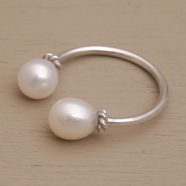 Alternate image for Cultured Pearl and Sterling Silver Wrap Ring Moonlights End