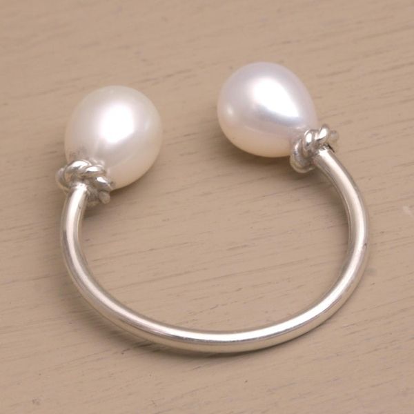 Alternate image for Cultured Pearl and Sterling Silver Wrap Ring Moonlights End