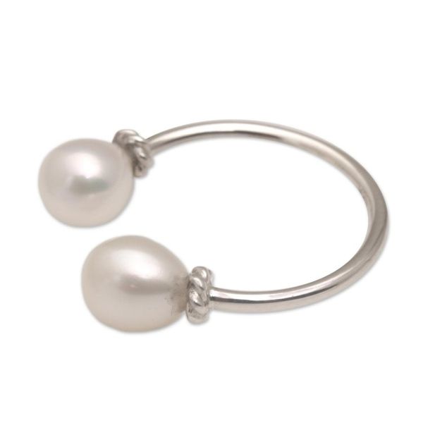 Alternate image for Cultured Pearl and Sterling Silver Wrap Ring Moonlights End