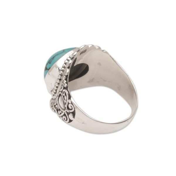Alternate image for Balinese Reconstituted Turquoise Cocktail Ring Celuk Sky