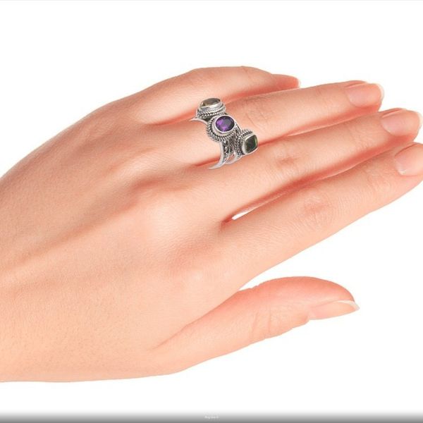 Alternate image for Multi-Gemstone Sterling Silver Stacking Rings Set of 3 Perfect Prism