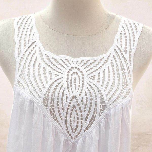 Alternate image for Hand Embroidered White Cotton Dress Drifting Clouds in White