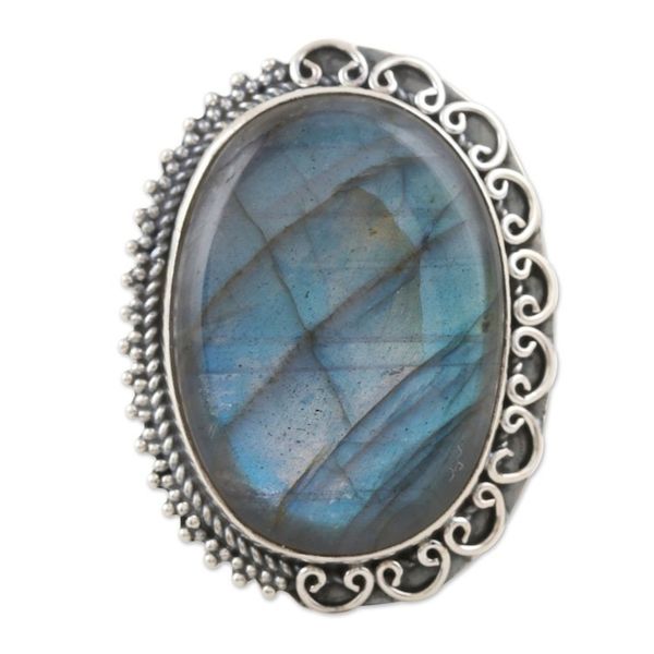Alternate image for Sterling Silver and Labradorite Cocktail Ring Royal Reflections