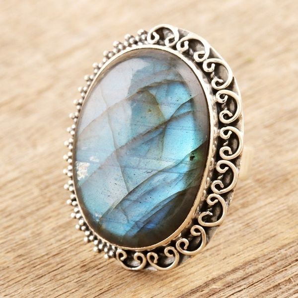 Alternate image for Sterling Silver and Labradorite Cocktail Ring Royal Reflections