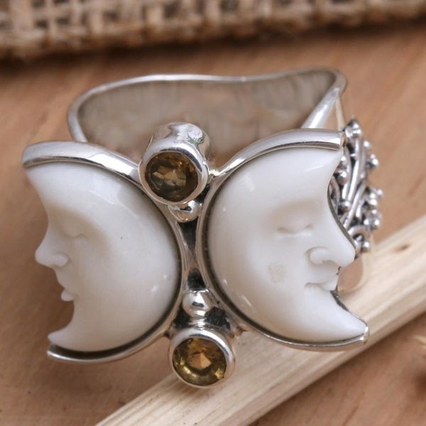 Alternate image for Citrine Moon-Themed Cocktail Ring Sister Moon