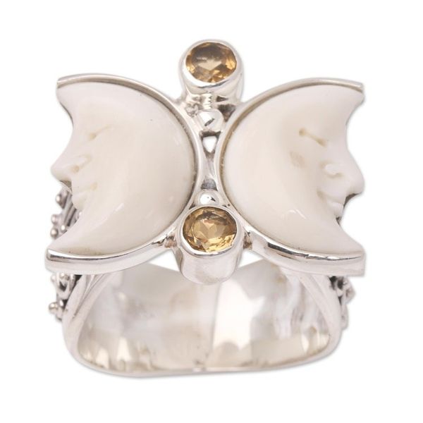 Alternate image for Citrine Moon-Themed Cocktail Ring Sister Moon