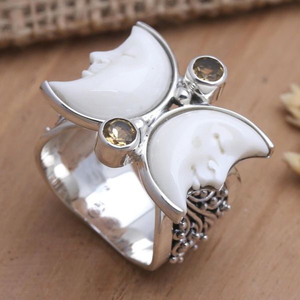 Alternate image for Citrine Moon-Themed Cocktail Ring Sister Moon