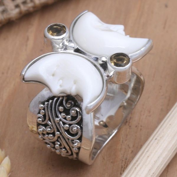 Alternate image for Citrine Moon-Themed Cocktail Ring Sister Moon