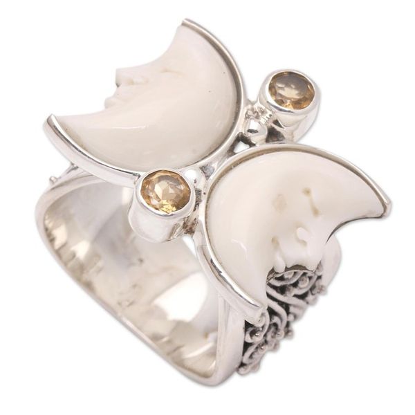 Alternate image for Citrine Moon-Themed Cocktail Ring Sister Moon
