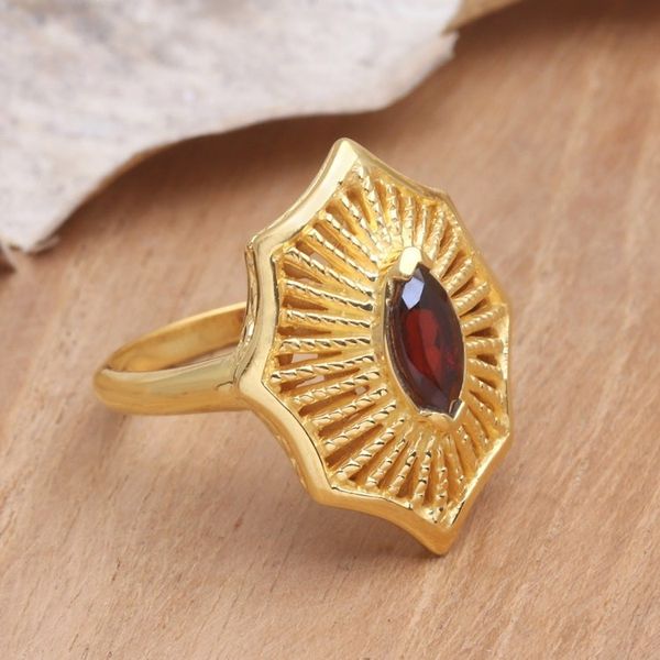 Alternate image for Garnet Ring in 18k Gold-Plated Silver The Webs We Weave